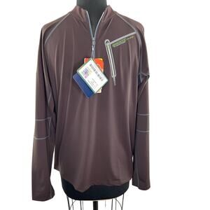 Markhor Outdoor Gear Sports NWT 1/4 Zip Brown Long Sleeve Shirt Men's X-Large